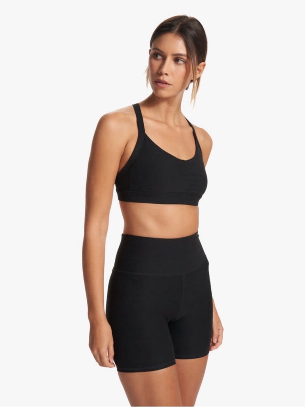 Vuori Clean Elevation ruched bra black heather small